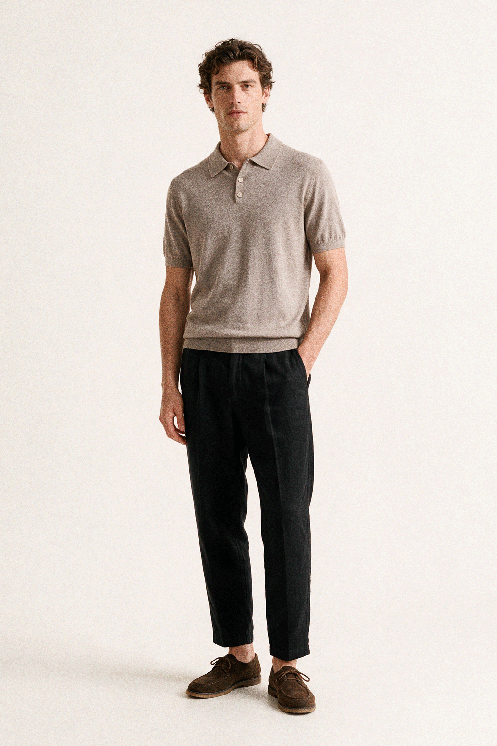 Silk-Cashmere Knit Polo