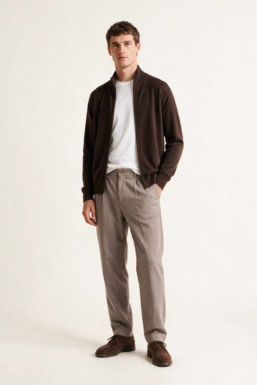 Full-Zip Cashmere-Blend Sweater