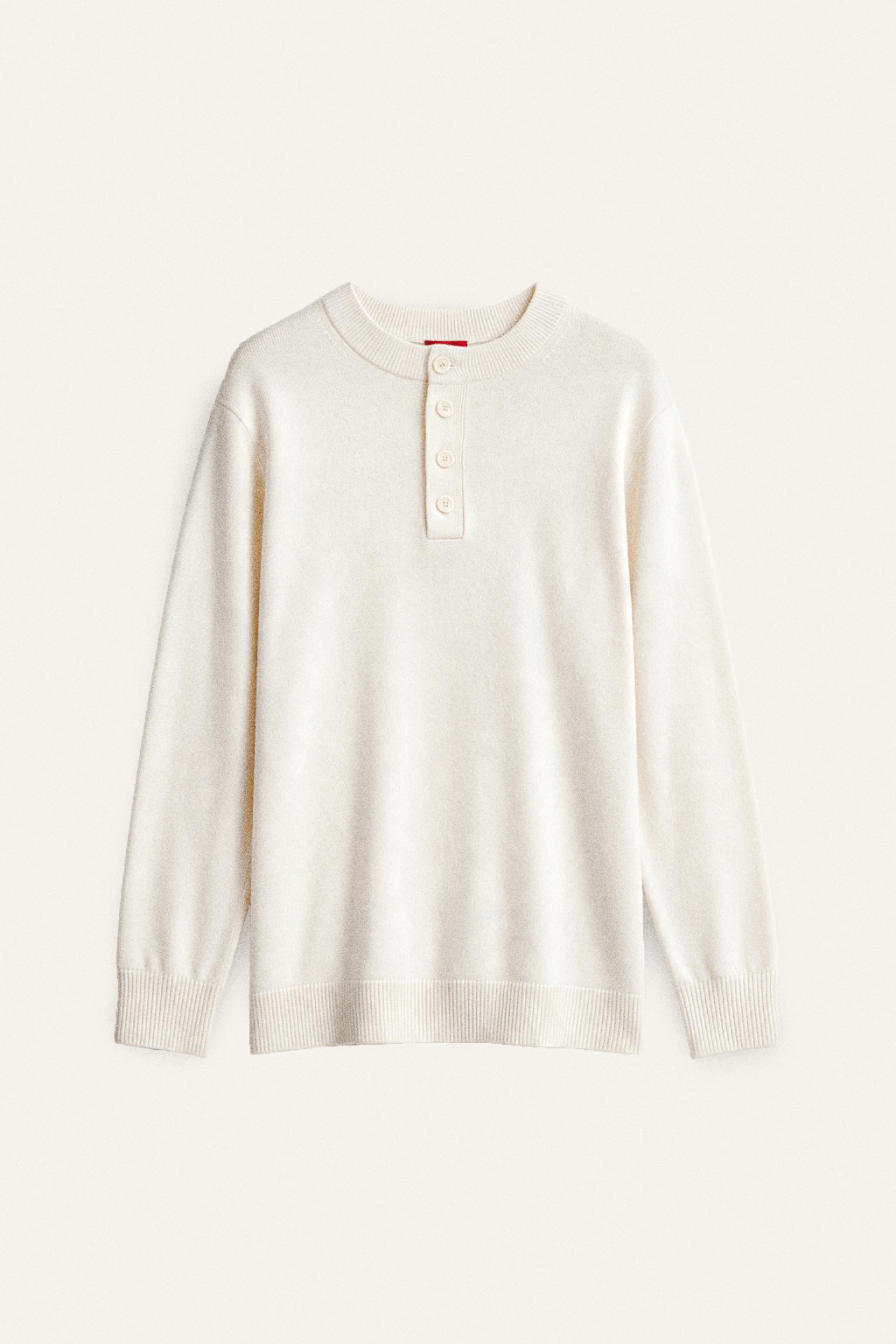 Cashmere-Blend Button-Neck Sweater