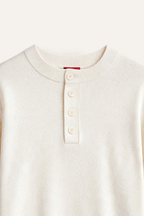 Cashmere-Blend Button-Neck Sweater