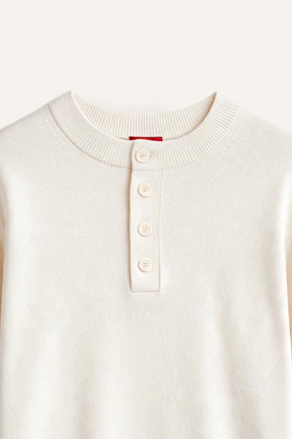 Cashmere-Blend Button-Neck Sweater